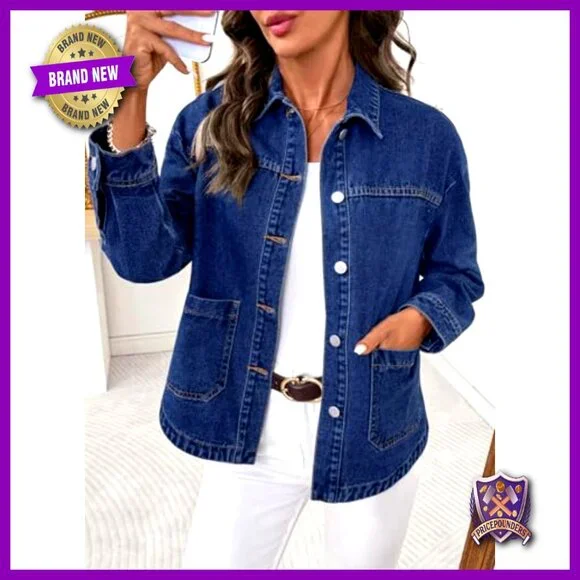 Oversized Denim Jacket Classic Boyfriend Fit Casual Chic Trendy Minimalist